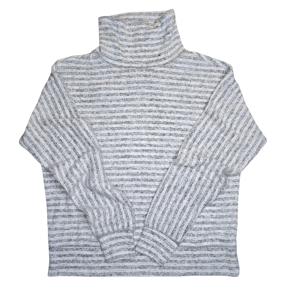 Lou & Grey Turtleneck Sweater‎ Women XXS Grey Stripe Soft Knit NWT